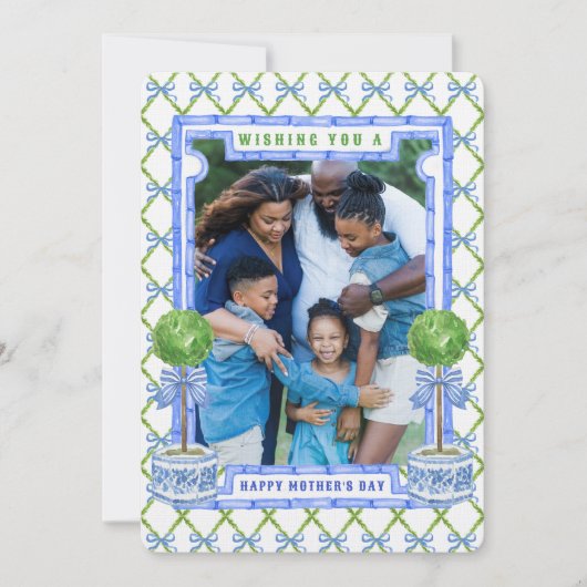 Chinoiserie Topiary Mother's Day Foto Card Einladung (Vorderseite)