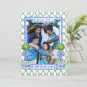 Chinoiserie Topiary Mother's Day Foto Card Einladung (Stehend Vorderseite)