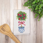 Chinoiserie Topiary Red Bow Geschirrtuch<br><div class="desc">Fügen Sie diesen niedlichen Pop Farbe in Ihre Ferienküche Dekoration!</div>