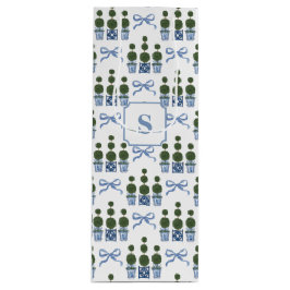 Chinoiserie Topiary Tree Blue Bow Geschenktüte Für Weinflaschen