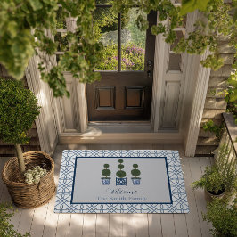 Chinoiserie Topiary Tree Individuelle Name Willkom Fußmatte