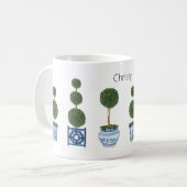 Chinoiserie Topiary Tree Keramik Kaffeetasse (Vorderseite Links)