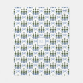 Chinoiserie Topiary Tree Monogram Fleecedecke (Vorderseite)