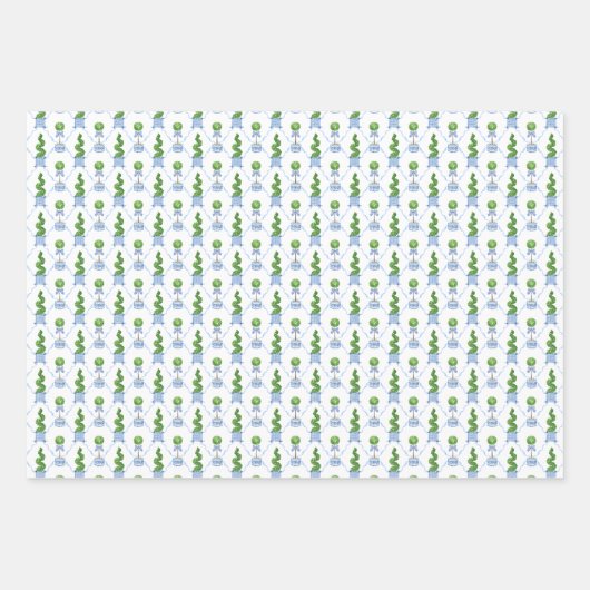 Chinoiserie Topiary Wrapping Paper Geschenkpapier Set (Vorderseite)