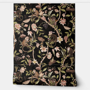 Chinoiserie, tropischer Vintager Affengarten Tapete