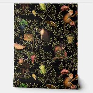 Chinoiserie, tropischer Vintager Affengarten Tapete