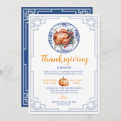 Chinoiserie Türkei Erntedank Dinner Einladung (Vorne/Hinten)