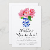 Chinoiserie u. Pfingstrosen Einladung (Vorne/Hinten)