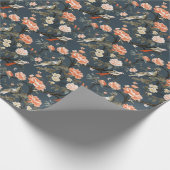 Chinoiserie über Denim Blue Geschenkpapier (Ecke)