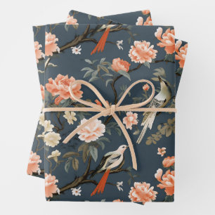 Chinoiserie über Denim Blue Geschenkpapier Set