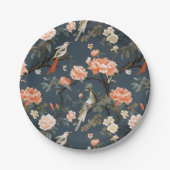 Chinoiserie über Denim Blue Pappteller (Vorderseite)