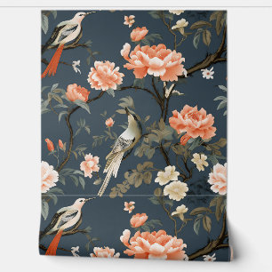 Chinoiserie über Denim Blue Tapete