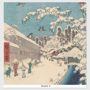 Chinoiserie Ukiyo-e japanische Winter-Schnee-Lands Aufkleber