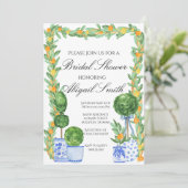 Chinoiserie und Citrus Bridal Dusche Einladung (Stehend Vorderseite)