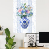 Chinoiserie-Vase-Aquarell Poster (Heimbüro)