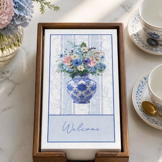 Chinoiserie-Vase-Aquarell Serviette