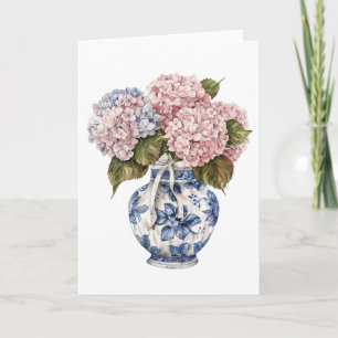 Chinoiserie-Vase Band Hydrangea Leere Grußkarte Karte
