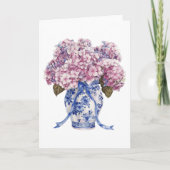 Chinoiserie Vase Hydrangea Blume Leere Begrüßung Karte (Vorderseite)