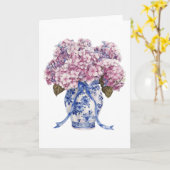 Chinoiserie Vase Hydrangea Blume Leere Begrüßung Karte (Gelbe Blume)