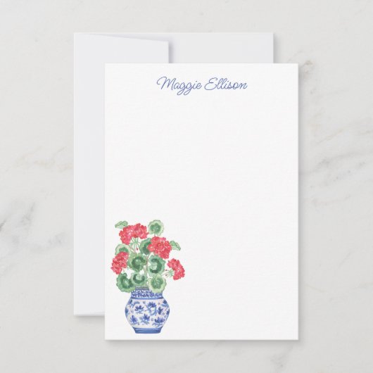 Chinoiserie Vase of Red Geraniums Dankeskarte (Vorderseite)