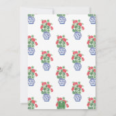 Chinoiserie Vase of Red Geraniums Einladung (Rückseite)