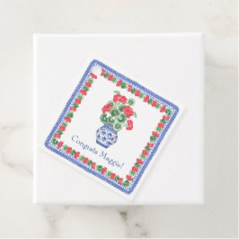 Chinoiserie Vase of Red Geraniums Geschenkanhänger