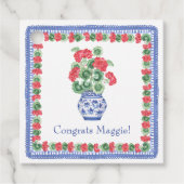 Chinoiserie Vase of Red Geraniums Geschenkanhänger (Vorderseite)