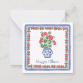 Chinoiserie Vase of Red Geraniums - Geschenkvorfüh Mitteilungskarte (Vorderseite)