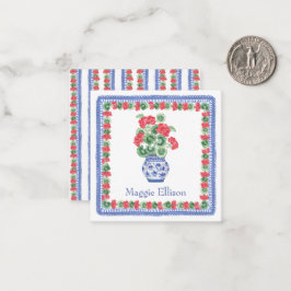 Chinoiserie Vase of Red Geraniums - Geschenkvorfüh Mitteilungskarte