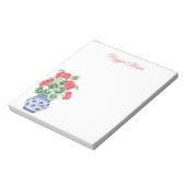 Chinoiserie Vase of Red Geraniums Personalisiert Notizblock (Rotiert)