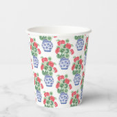 Chinoiserie Vase of Red Geraniums Personalisiert Pappbecher (Rückseite)