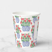 Chinoiserie Vase of Red Geraniums Personalisiert Pappbecher (Rechts)