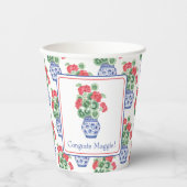 Chinoiserie Vase of Red Geraniums Personalisiert Pappbecher (Vorderseite)