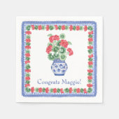 Chinoiserie Vase of Red Geraniums Serviette (Vorderseite)