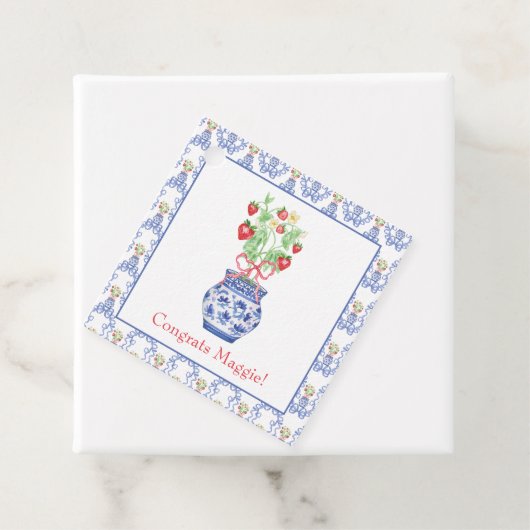 Chinoiserie Vase of Red Strawberries Geschenkanhänger (Beispiel)