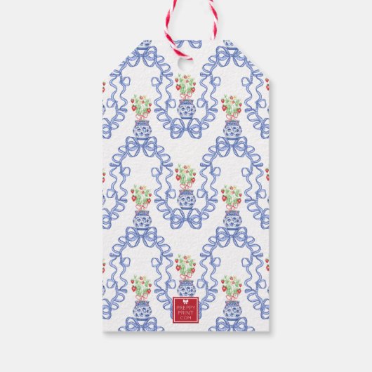 Chinoiserie Vase of Red Strawberries Personalisier Geschenkanhänger (Rückseite)