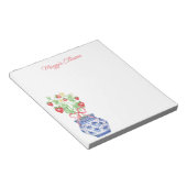 Chinoiserie Vase of Red Strawberries Personalisier Notizblock (angewinkelt)