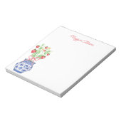 Chinoiserie Vase of Red Strawberries Personalisier Notizblock (Rotiert)