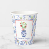 Chinoiserie Vase of Red Strawberries Personalisier Pappbecher (Vorderseite)