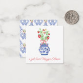 Chinoiserie Vase Red Strawberry - Geschenkgutschei Mitteilungskarte (Vorderseite/Rückseite Beispiel)