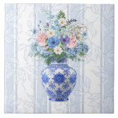 Chinoiserie-Vase Wasserfarbe Keramikfliese (Vorderseite)