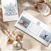 Chinoiserie Vases Eucalyptus & Poinsettias 2 Foto Dreifach Gefaltete Urlaubskarte