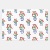 Chinoiserie Vases of Red Geraniums Geschenkpapier Set (Vorderseite)