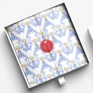 Chinoiserie Vases of Red Strawberries and Blue Bow Seidenpapier