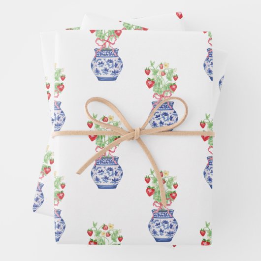 Chinoiserie Vases of Red Strawberries Geschenkpapier Set (Beispiel)