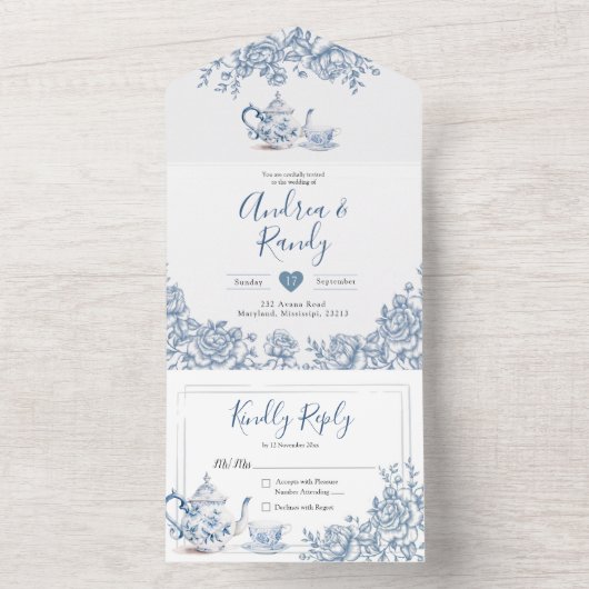 Chinoiserie Viktorianisch Tee Party Einladung zur  (Innen Boden)