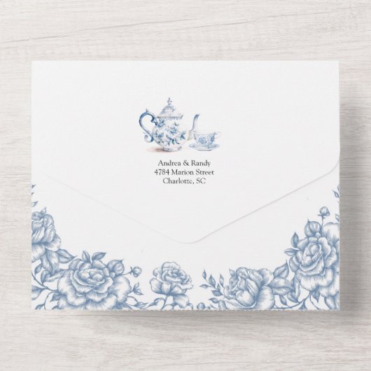 Chinoiserie Viktorianisch Tee Party Einladung zur  (Rückseite)