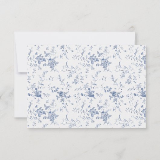 Chinoiserie Viktorianisch Toile Blue Wedding RSVP  (Rückseite)