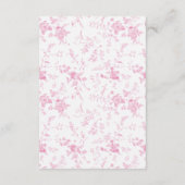 Chinoiserie Viktorianisch Toile Rosa Hochzeit Deta Begleitkarte (Rückseite)