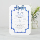 Chinoiserie Vintag Bow und Frame Baby Dusche Einladung (Stehend Vorderseite)